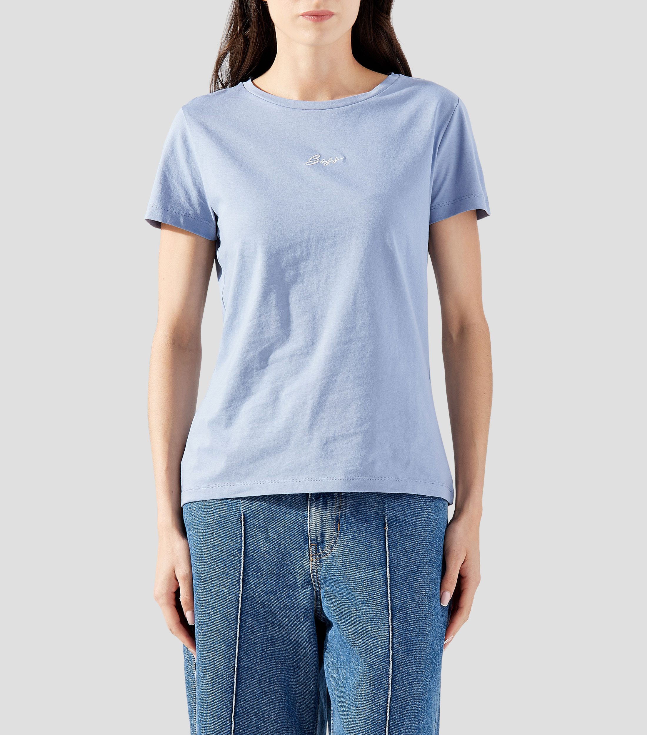 Playera cuello redondo manga corta lisa Mujer